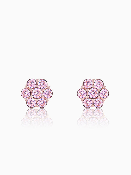 Rose Gold Baby Pink Big Flower Stud Earrings