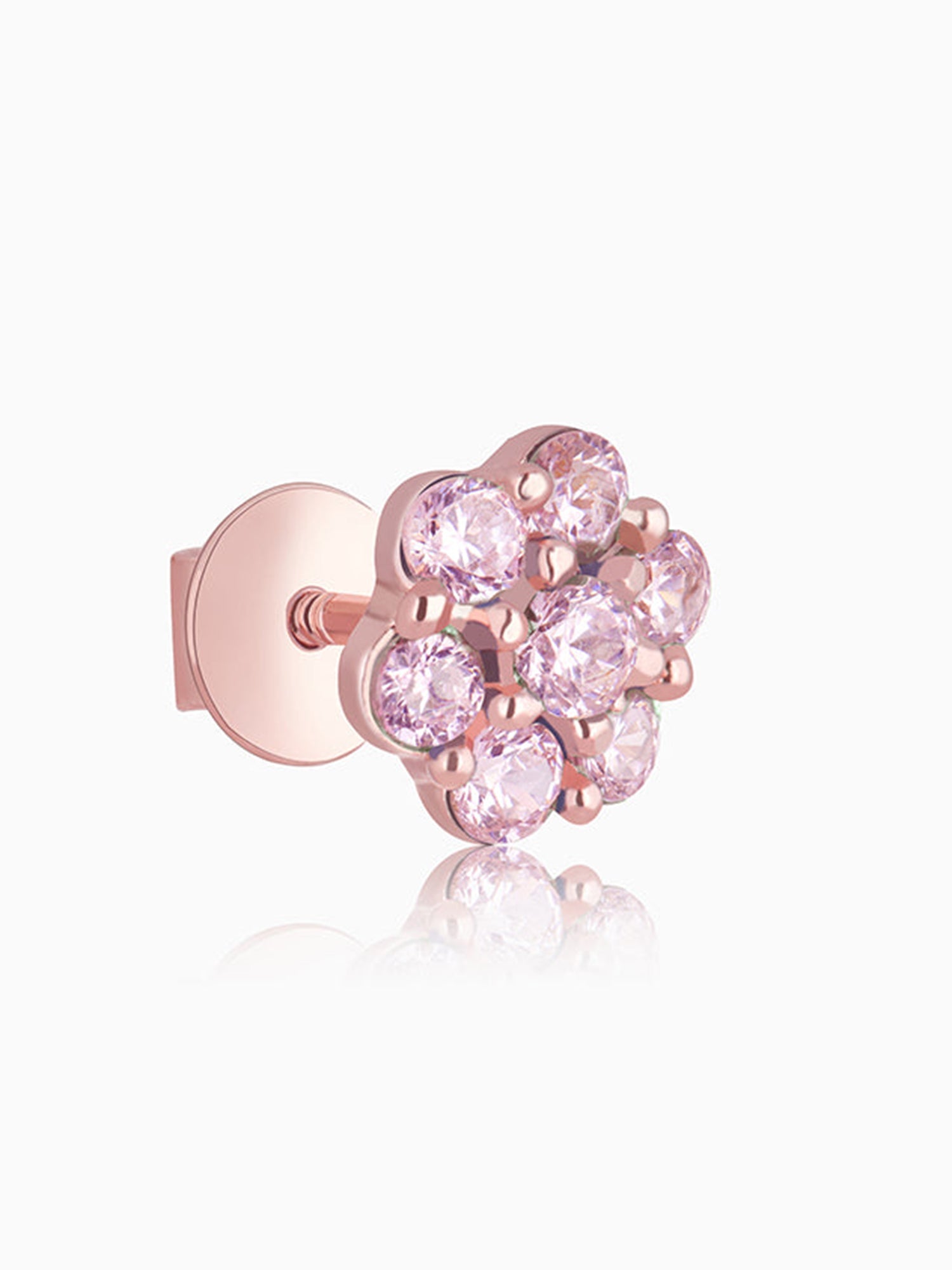 Rose Gold Baby Pink Big Flower Stud Earrings