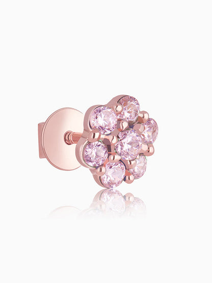 Rose Gold Baby Pink Big Flower Stud Earrings