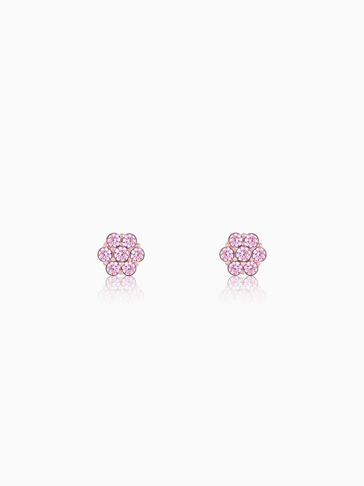 Rose Gold Baby Pink Flower Stud Earrings