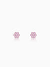 Rose Gold Baby Pink Flower Stud Earrings