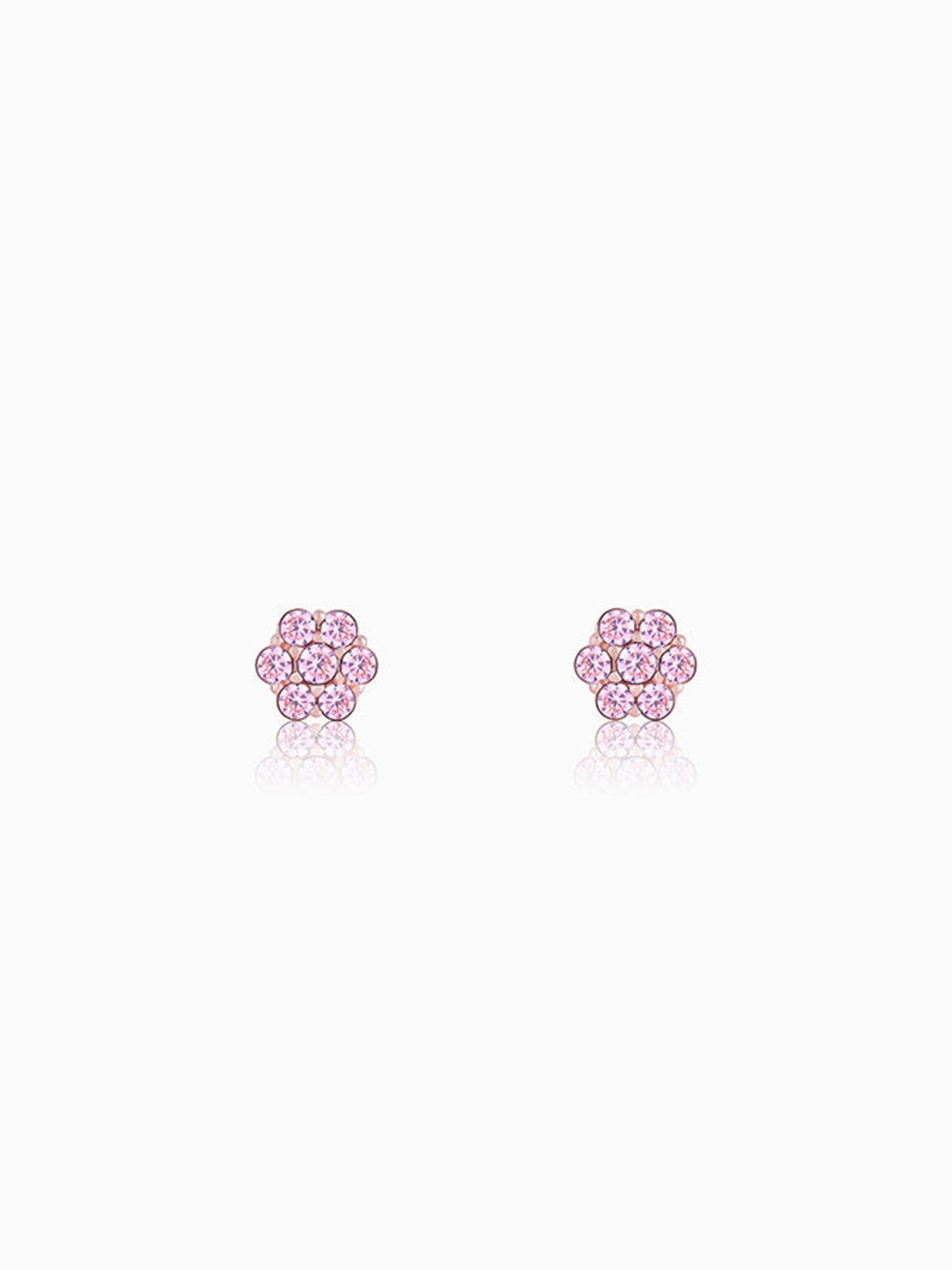 Rose Gold Baby Pink Flower Stud Earrings