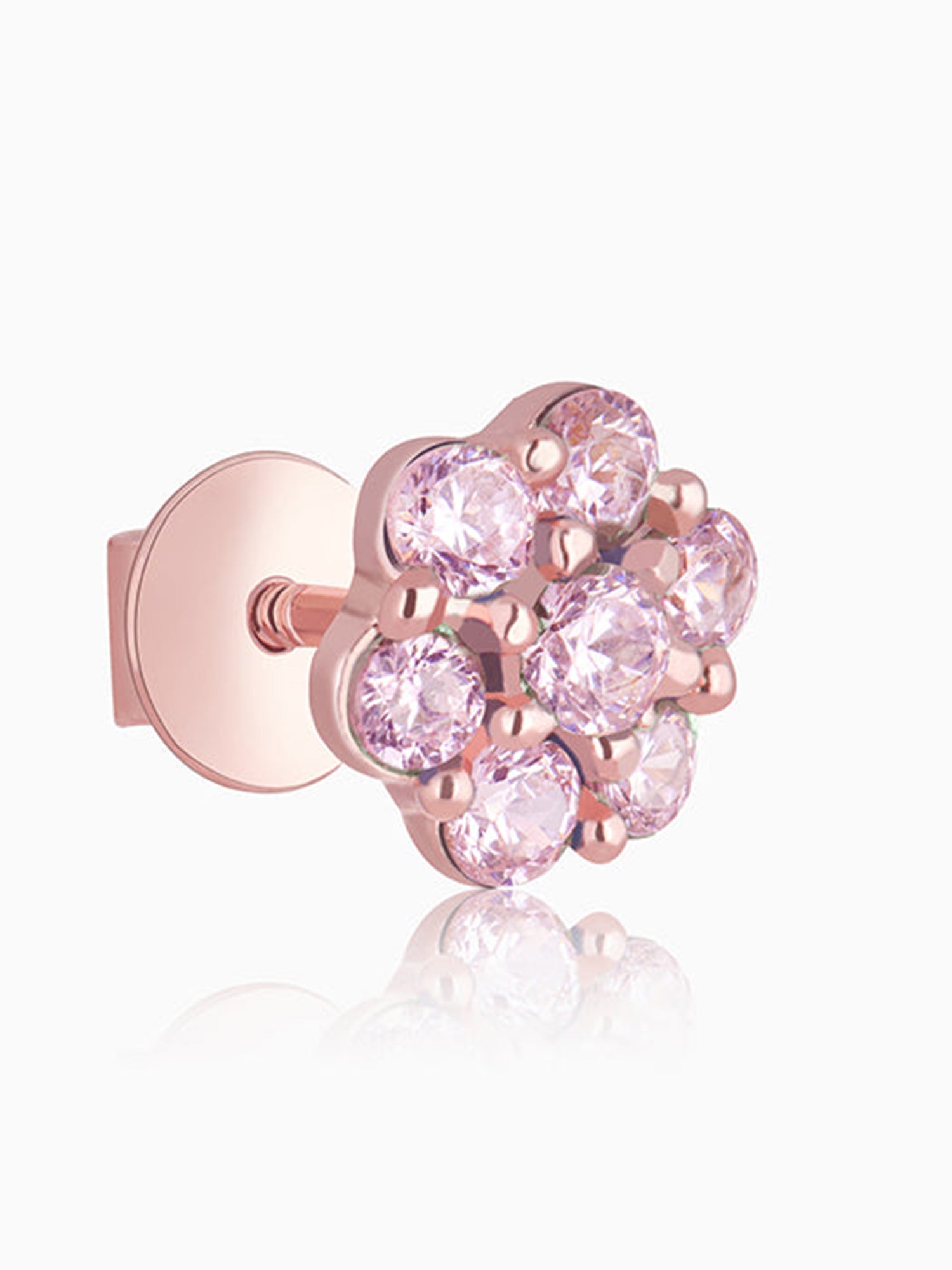 Rose Gold Baby Pink Flower Stud Earrings