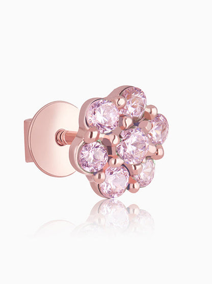 Rose Gold Baby Pink Flower Stud Earrings