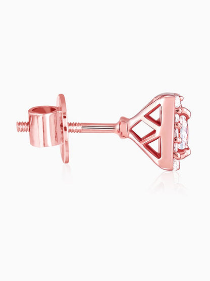 Rose Gold Zircon Square Halo Earrings