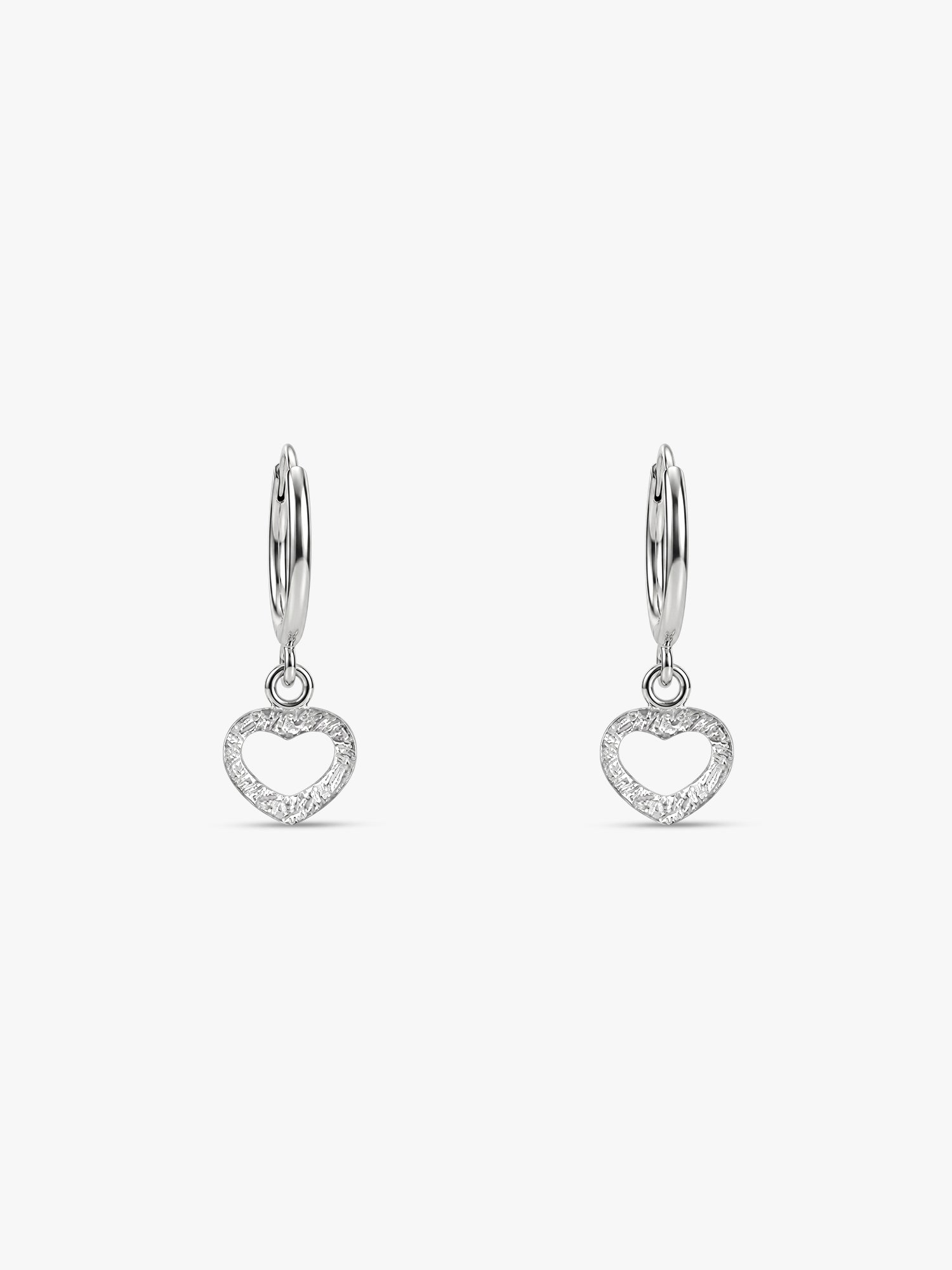 Silver Small Heart Drop Earrings