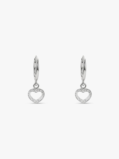 Silver Small Heart Drop Earrings