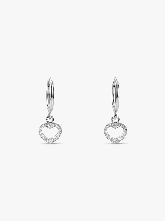 Silver Small Heart Drop Earrings
