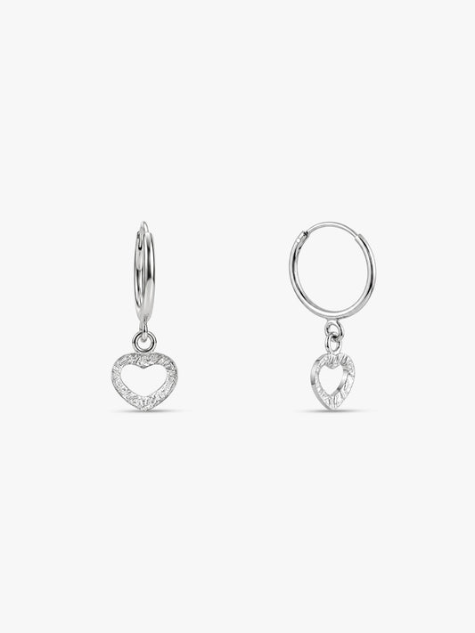 Silver Small Heart Drop Earrings