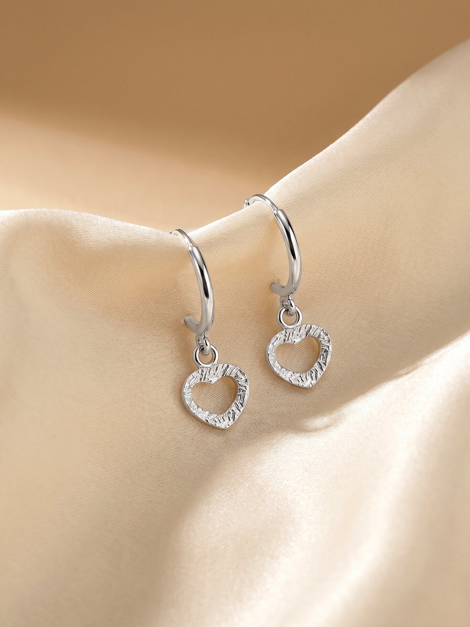 Silver Small Heart Drop Earrings