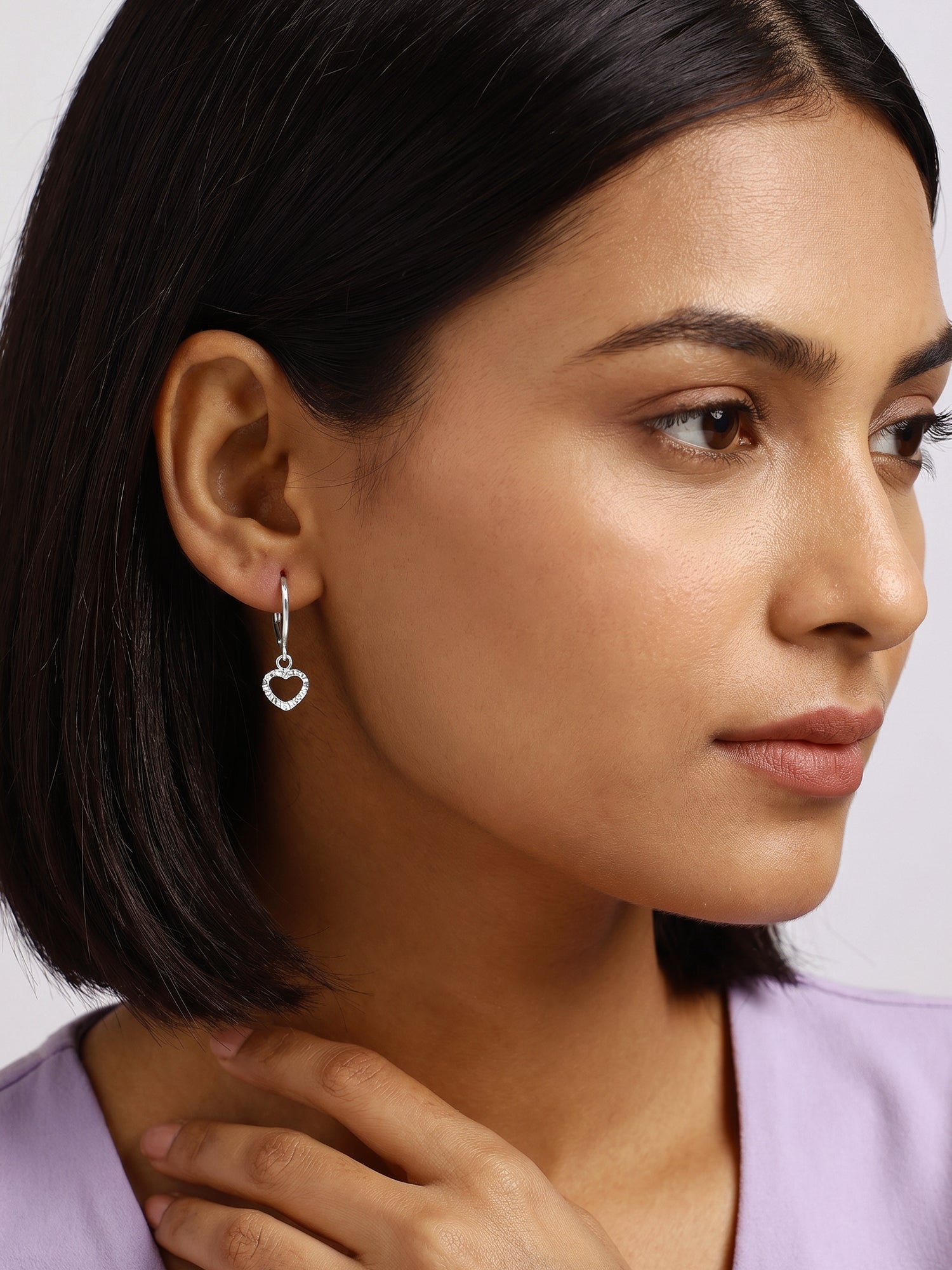 Silver Small Heart Drop Earrings