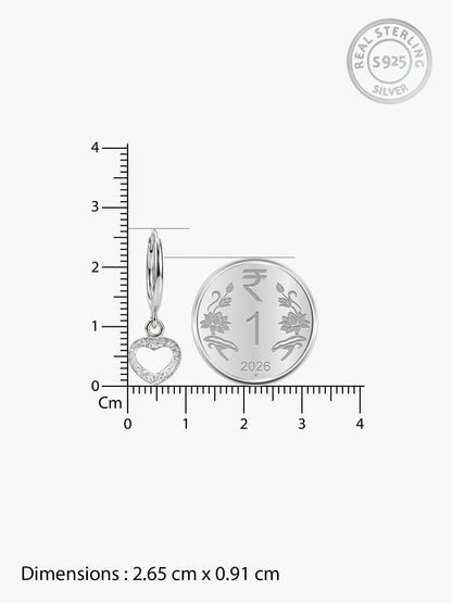 Silver Small Heart Drop Earrings
