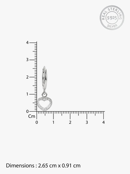 Silver Small Heart Drop Earrings