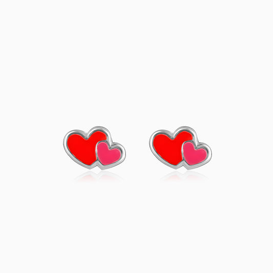 Silver Cute Hearts Kids Earrings