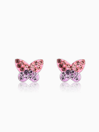 Silver Sparkly Butterfly Kids Earrings (4-12 yrs)