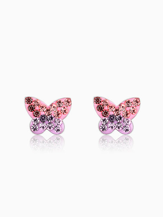 Silver Sparkly Butterfly Kids Earrings (4-12 yrs)