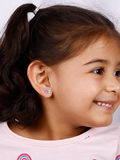Silver Sparkly Butterfly Kids Earrings (4-12 yrs)
