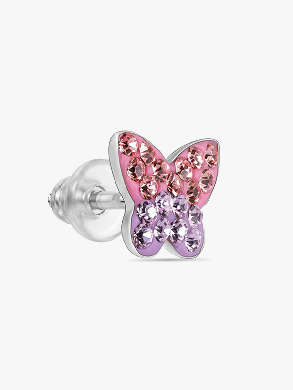 Silver Sparkly Butterfly Kids Earrings (4-12 yrs)