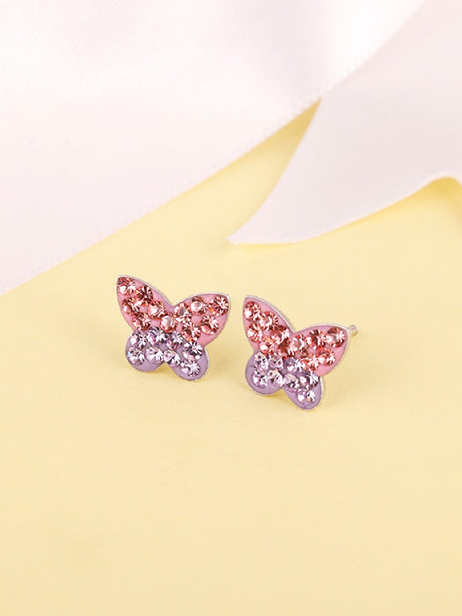 Silver Sparkly Butterfly Kids Earrings (4-12 yrs)