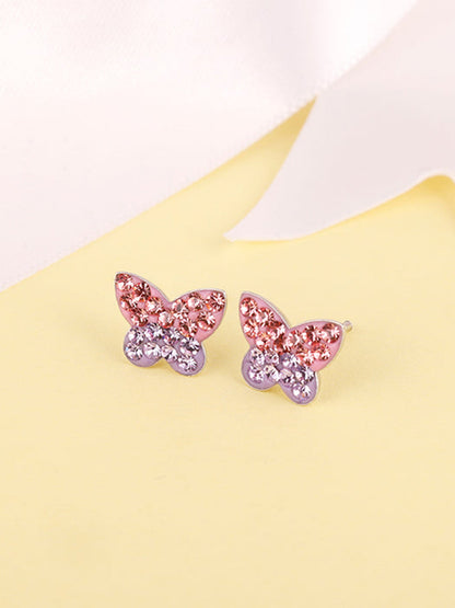 Silver Sparkly Butterfly Kids Earrings (4-12 yrs)