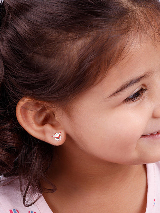 Silver Santa Claus Kids Earrings (4-12 yrs)