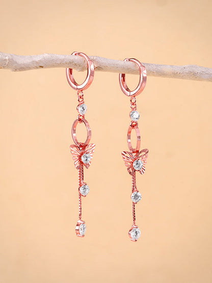 Rose Gold Charming Butterfly Earrings