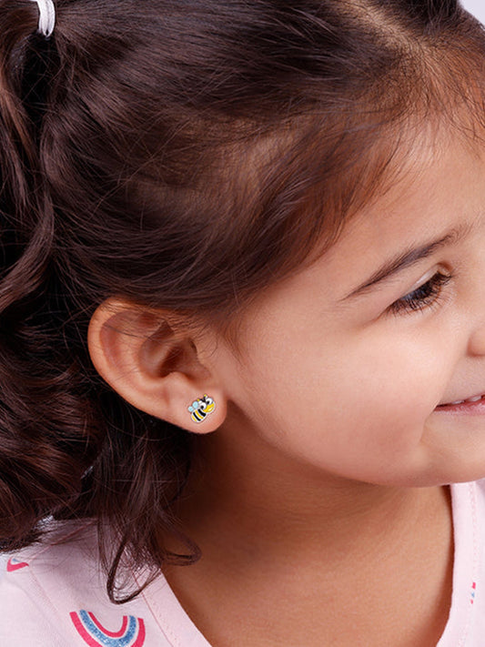 Silver Busy Bee Kids Earrings (4-12 yrs)