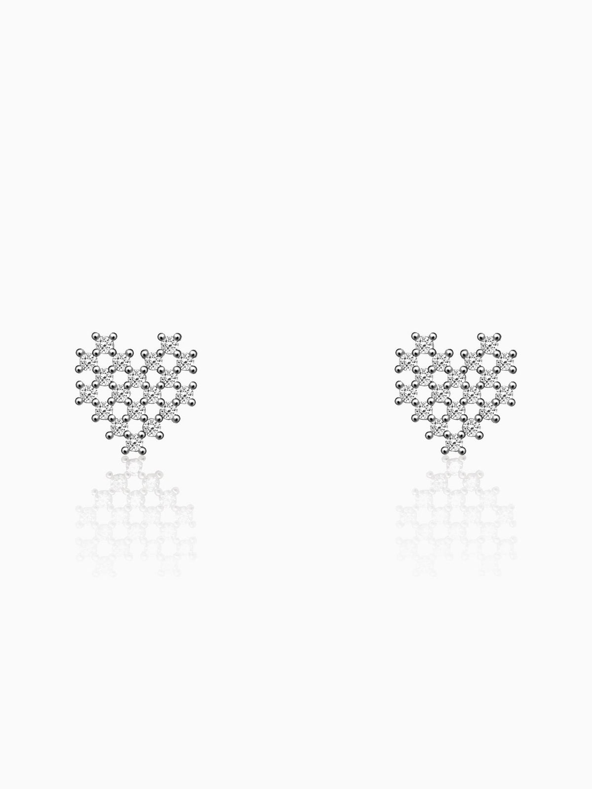 Silver Zircon Mini Heart Studs