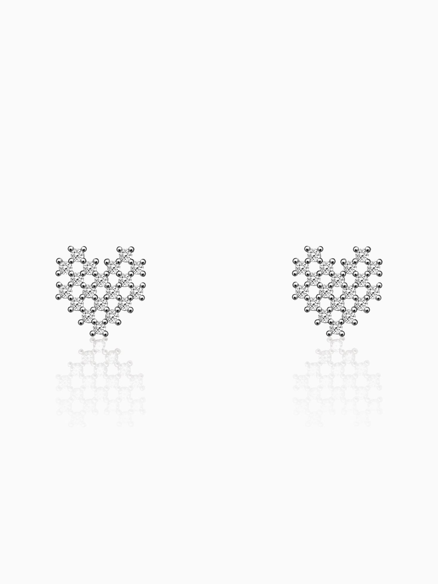 Silver Zircon Mini Heart Studs