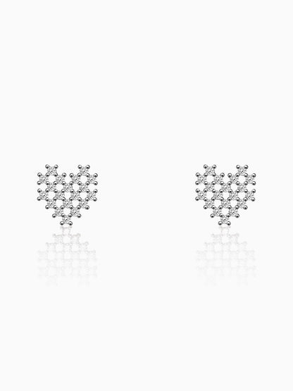 Silver Zircon Mini Heart Studs