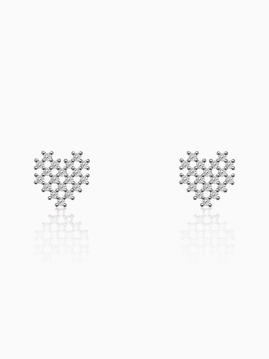 Silver Zircon Mini Heart Studs
