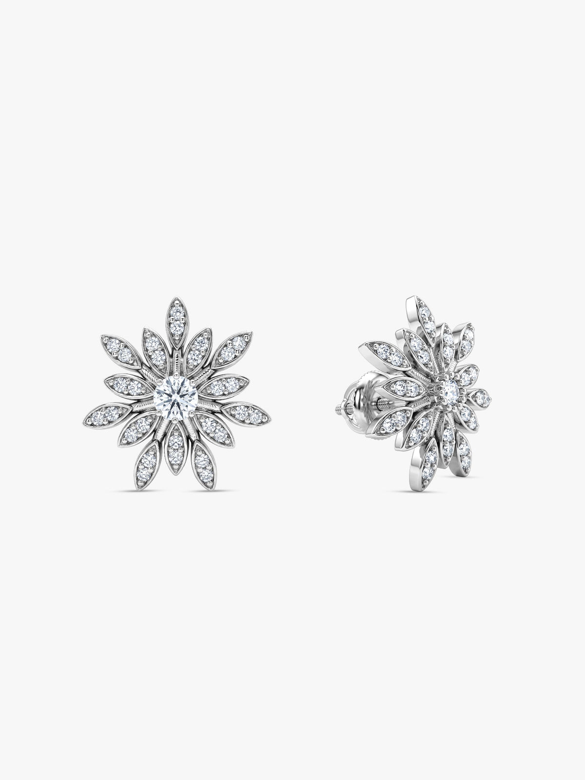 Silver Classic Flower Romance Earrings