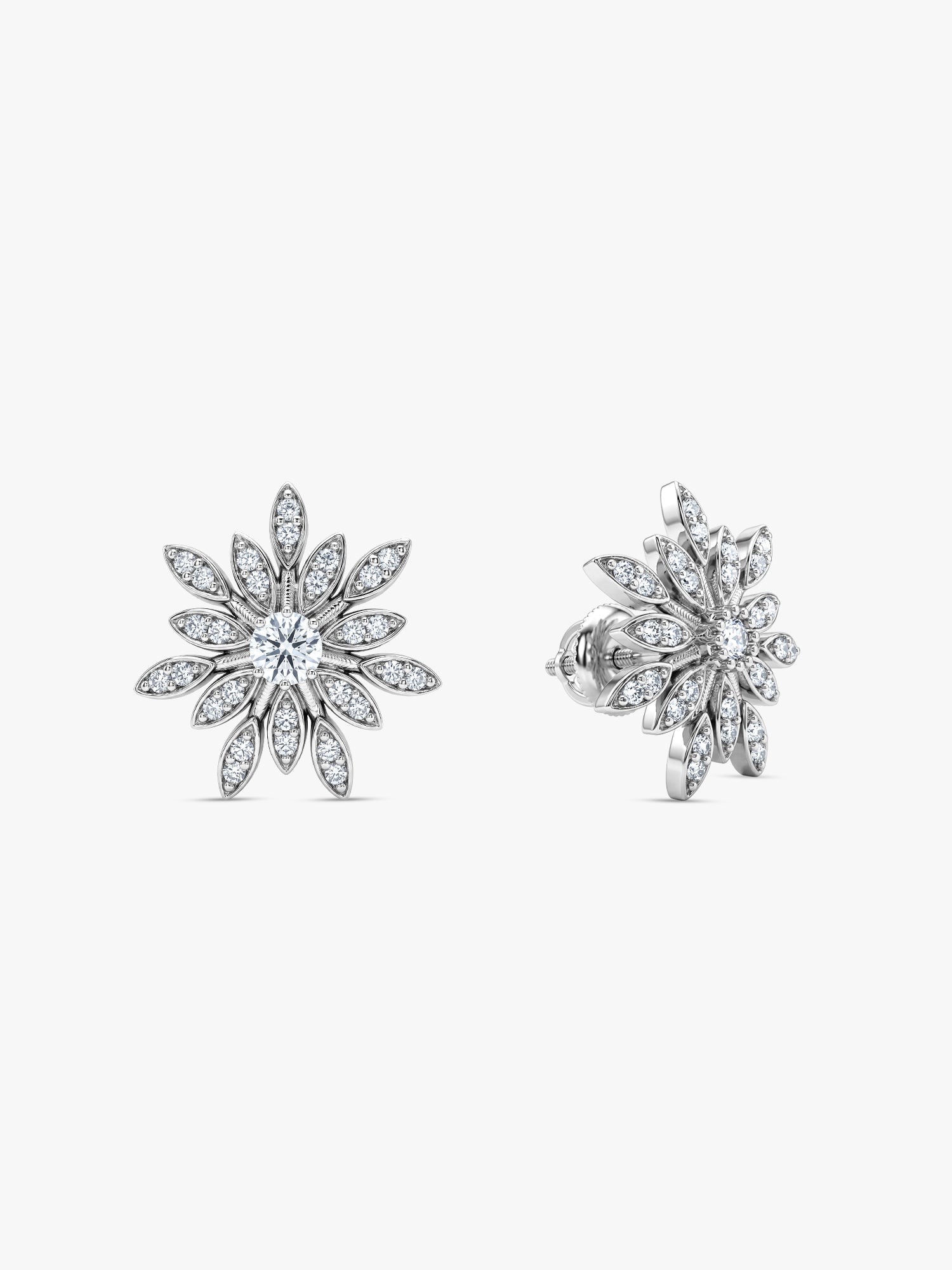Silver Classic Flower Romance Earrings