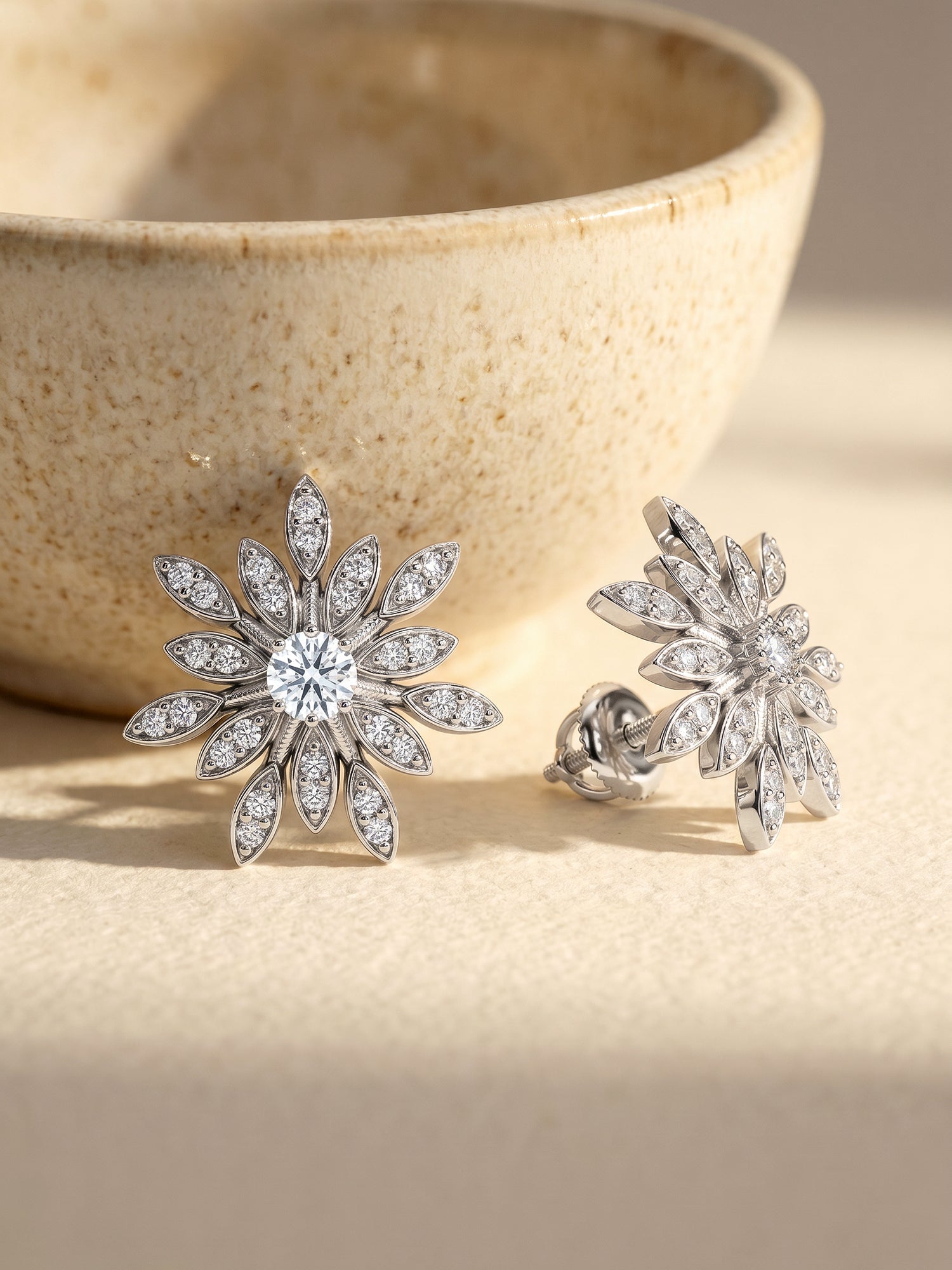 Silver Classic Flower Romance Earrings