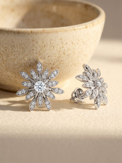 Silver Classic Flower Romance Earrings