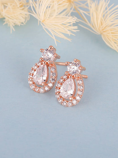 Rose Gold Elegant Pear Drop Earrings