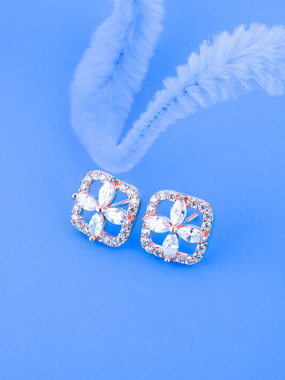 Rose Gold Shimmer Stud Earrings