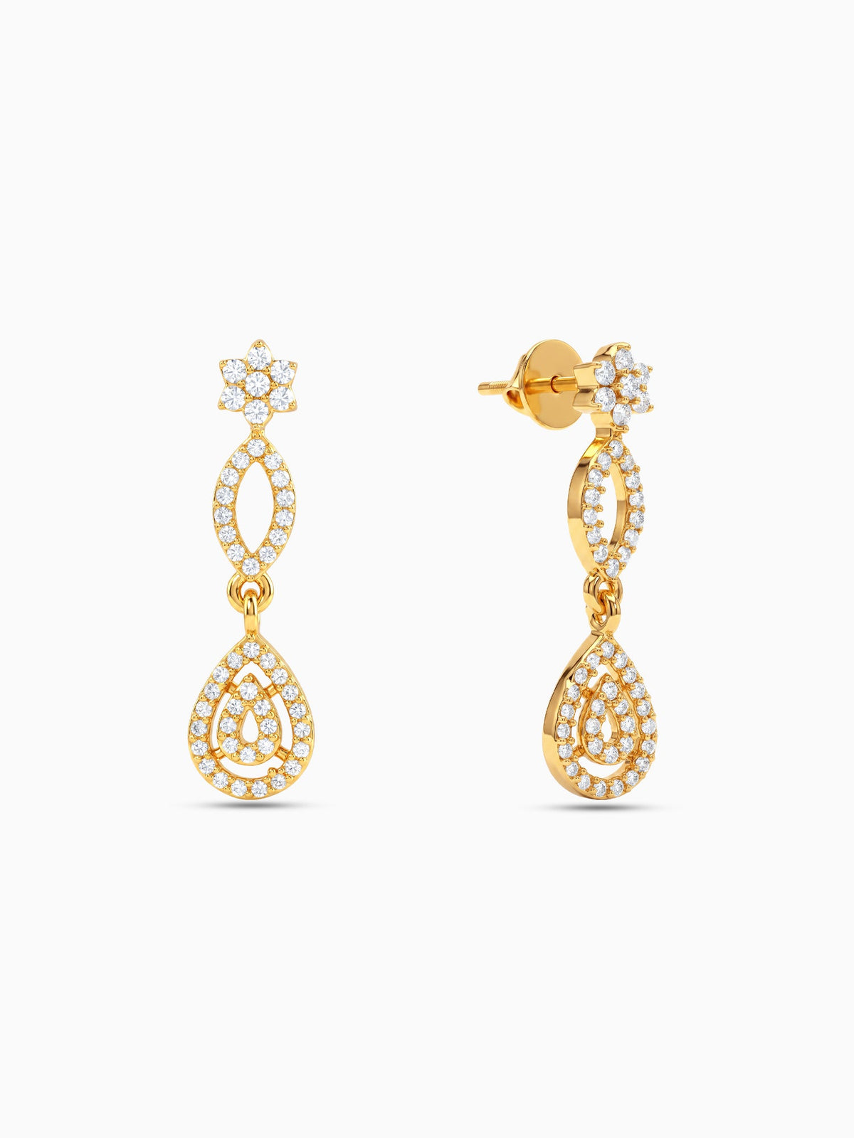 Golden Zircon Shine Elegant Earrings