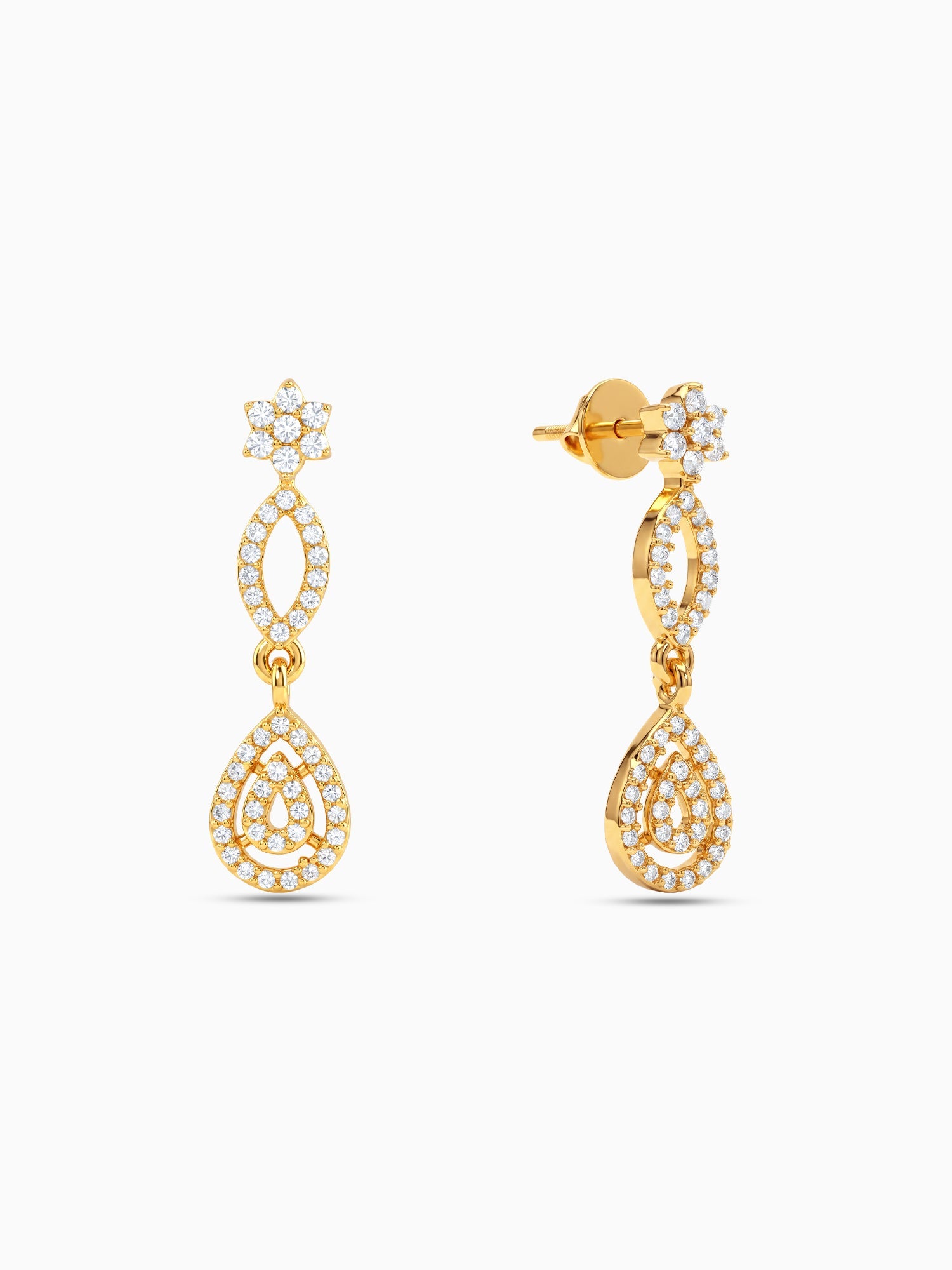 Golden Zircon Shine Elegant Earrings