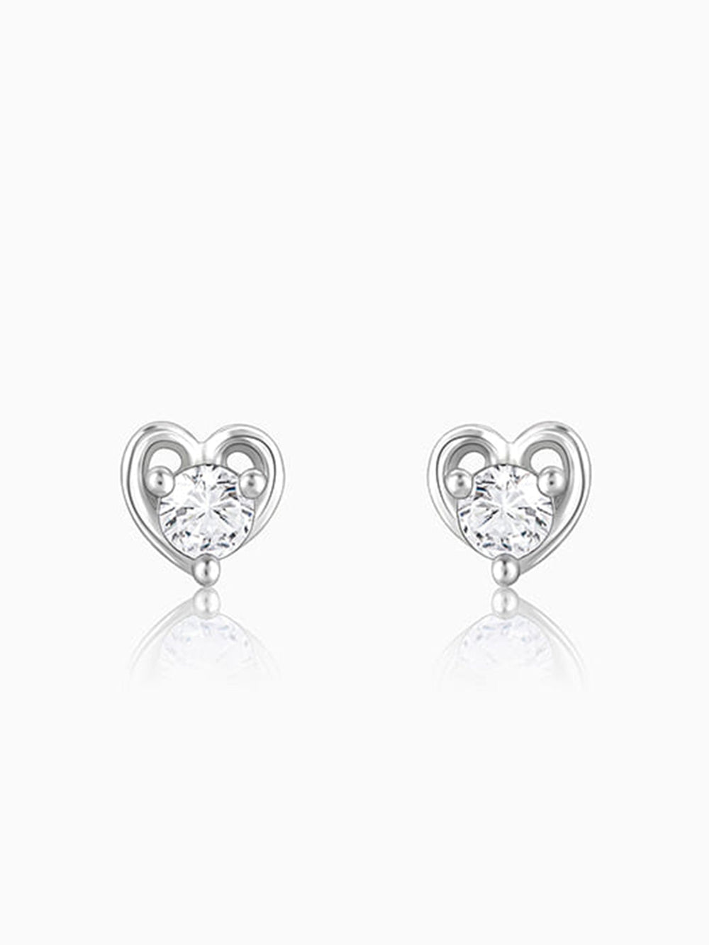 Silver Zircon Small Heart Studs