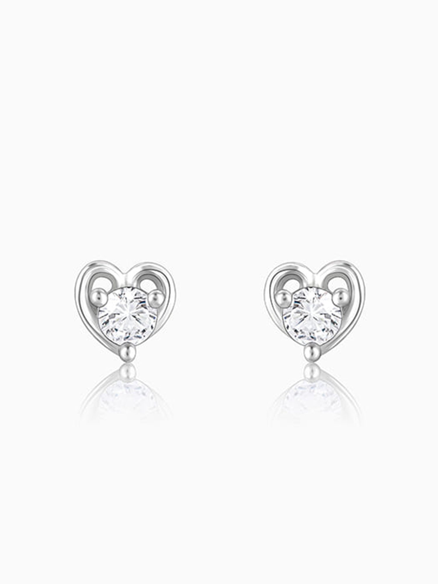 Silver Zircon Small Heart Studs