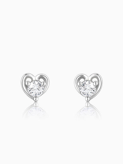 Silver Zircon Small Heart Studs