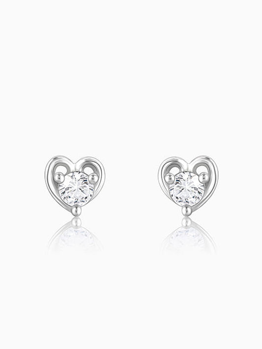 Silver Zircon Small Heart Studs