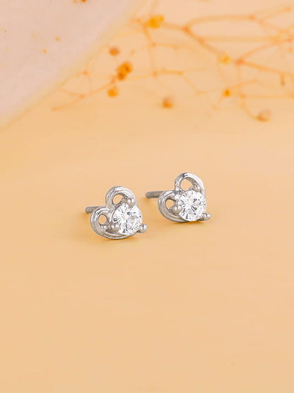 Silver Zircon Small Heart Studs