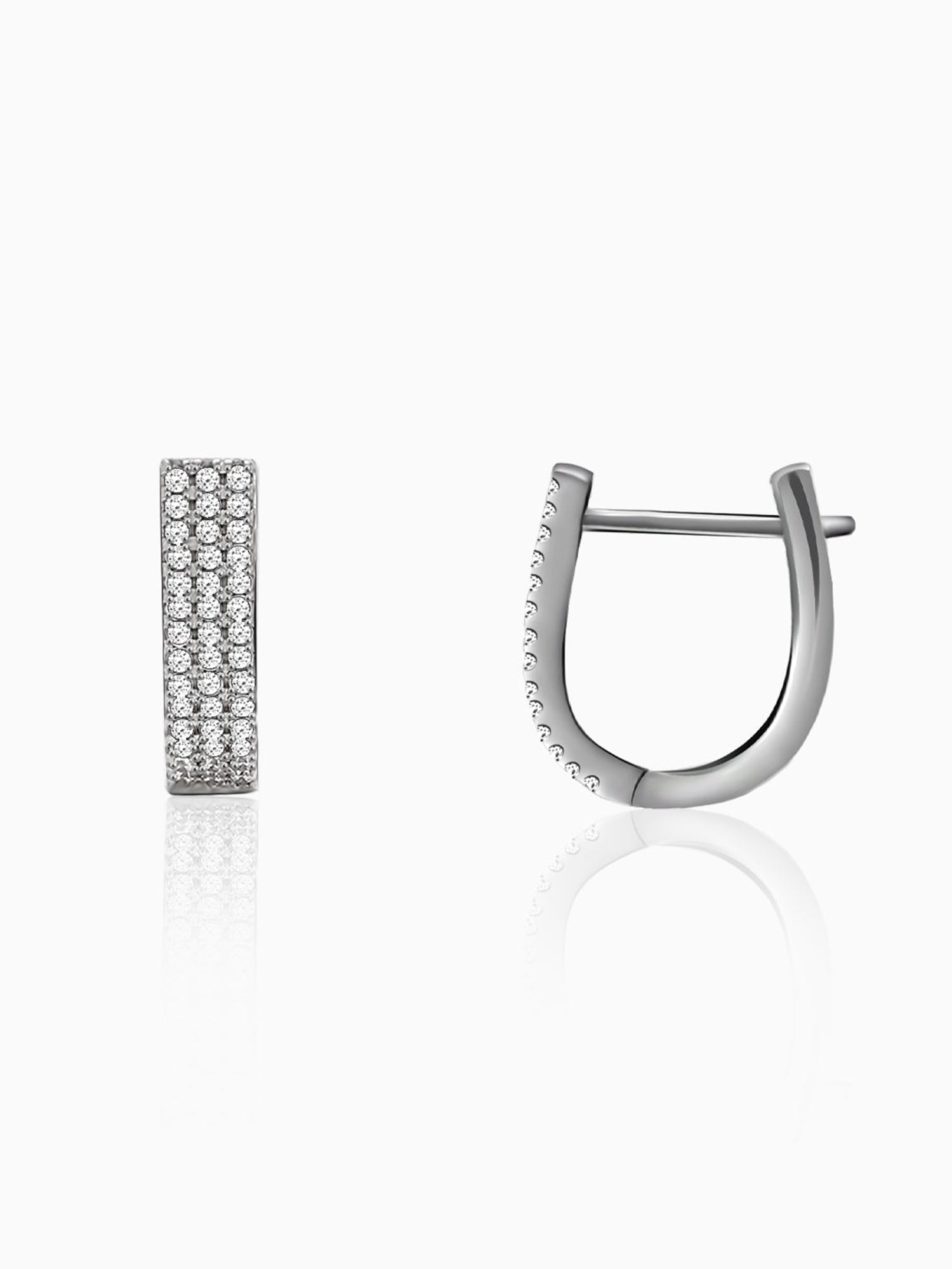 Silver Zircon Sparkling Stud Earrings