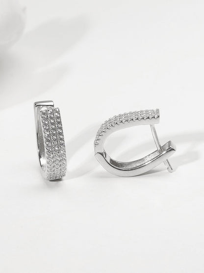 Silver Zircon Sparkling Stud Earrings