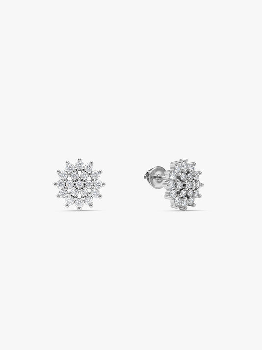 Silver Zircon Shining Star Studs
