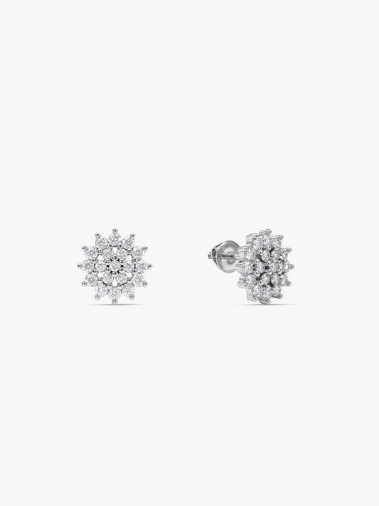 Silver Zircon Shining Star Studs