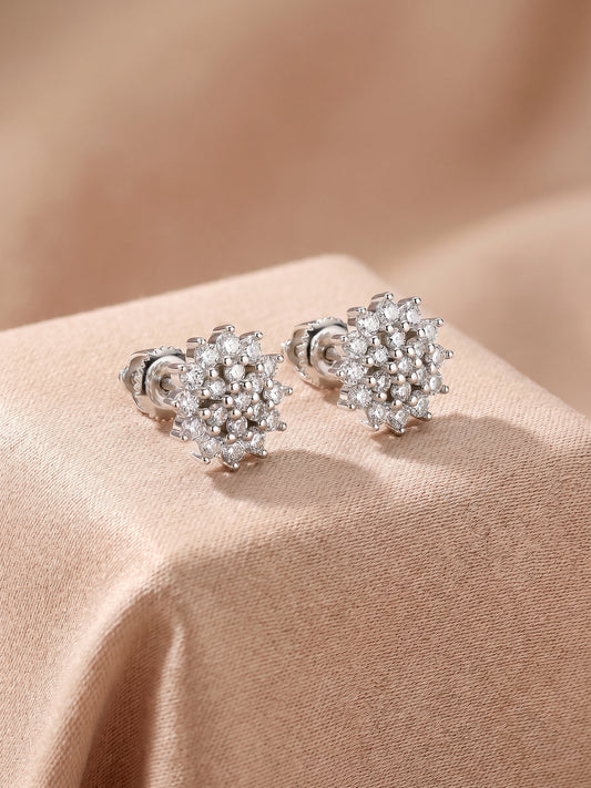 Silver Zircon Shining Star Studs