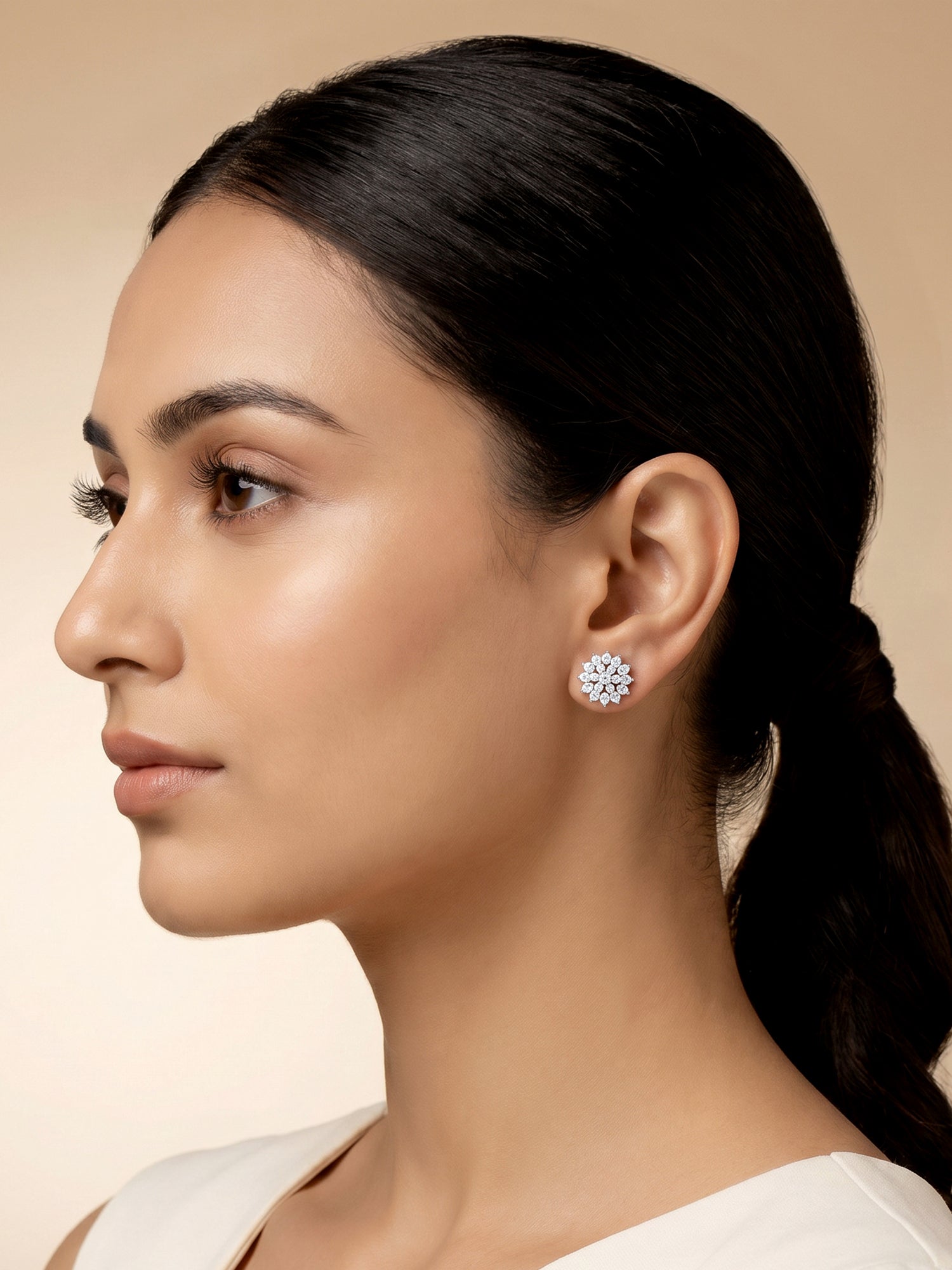 Silver Zircon Shining Star Studs